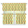 Cute Carrot Pattern Print 3 Piece Kitchen Curtains