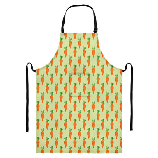 Cute Carrot Pattern Print Bib Apron With Pocket