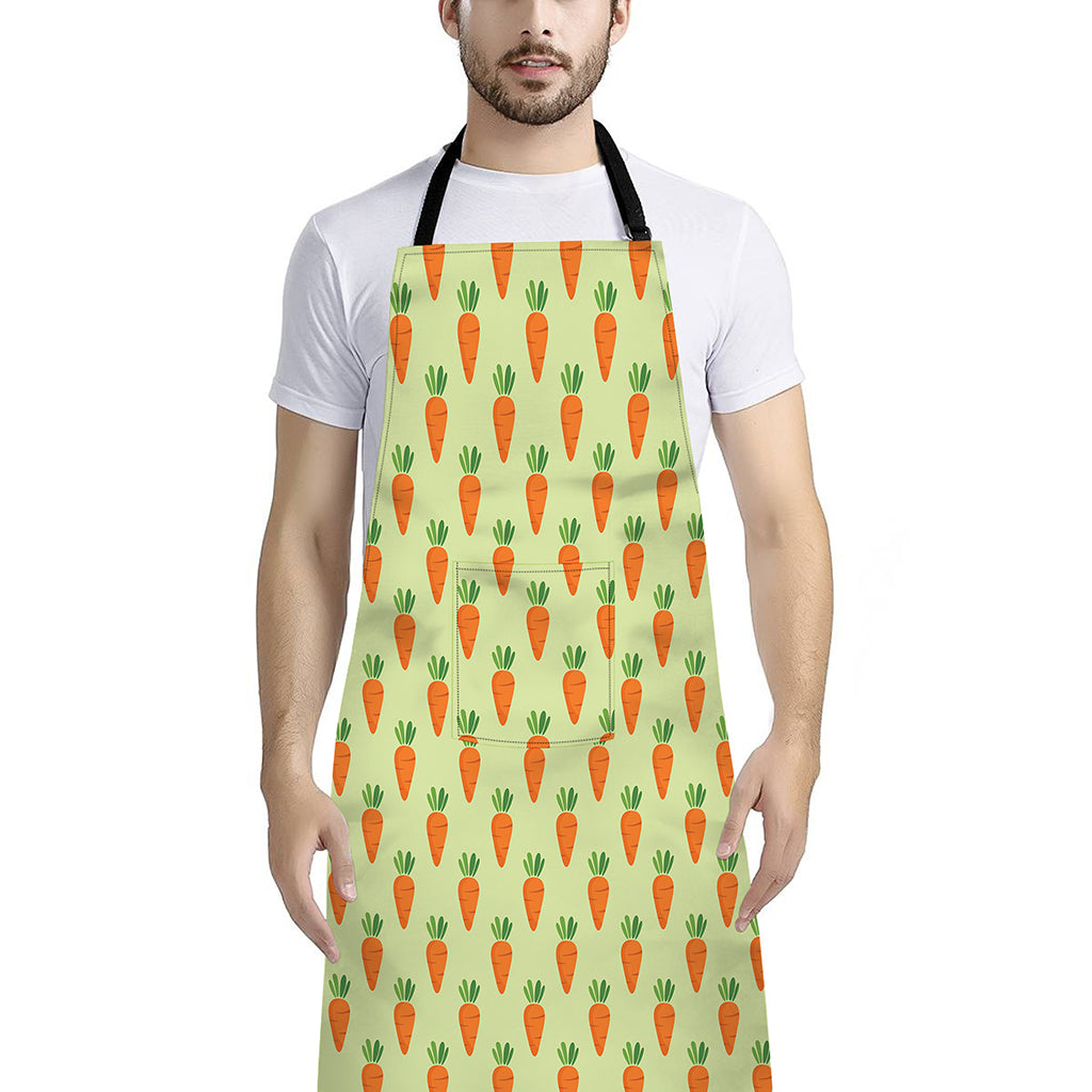 Cute Carrot Pattern Print Bib Apron With Pocket
