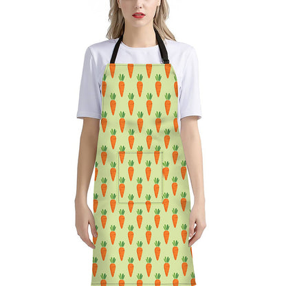 Cute Carrot Pattern Print Bib Apron With Pocket