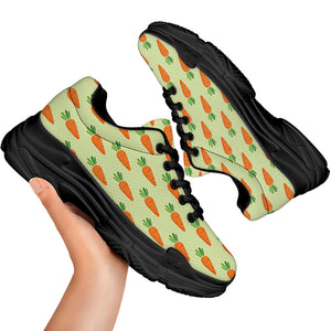 Cute Carrot Pattern Print Black Chunky Shoes