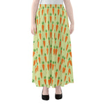 Cute Carrot Pattern Print Chiffon Maxi Skirt