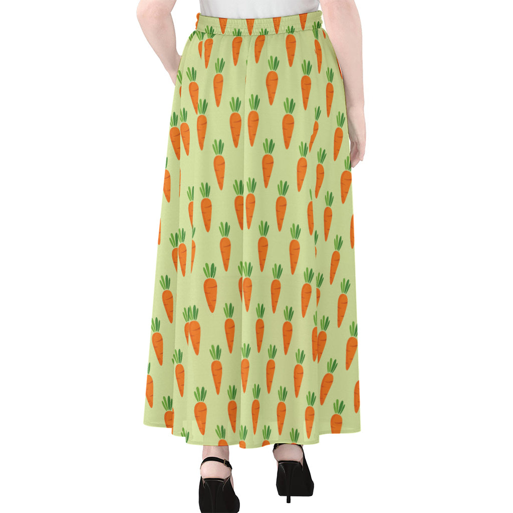 Cute Carrot Pattern Print Chiffon Maxi Skirt