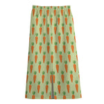 Cute Carrot Pattern Print Cotton Front Slit Maxi Skirt