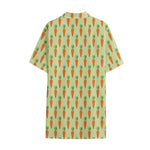 Cute Carrot Pattern Print Cotton Hawaiian Shirt