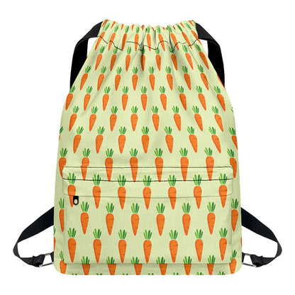 Cute Carrot Pattern Print Drawstring Backpack