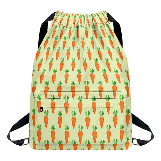 Cute Carrot Pattern Print Drawstring Backpack