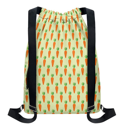 Cute Carrot Pattern Print Drawstring Backpack