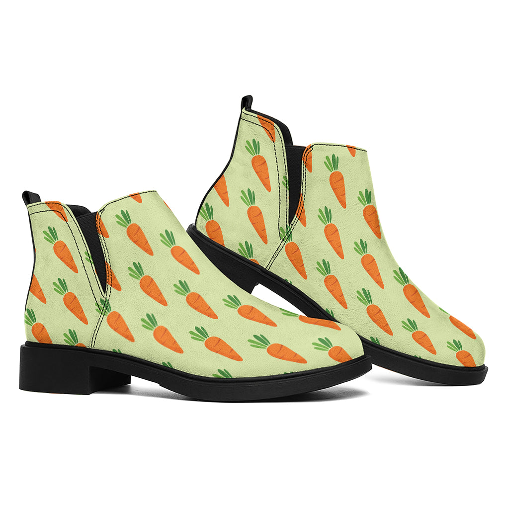 Cute Carrot Pattern Print Flat Ankle Boots