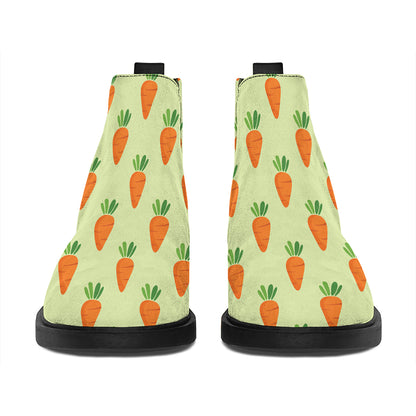 Cute Carrot Pattern Print Flat Ankle Boots