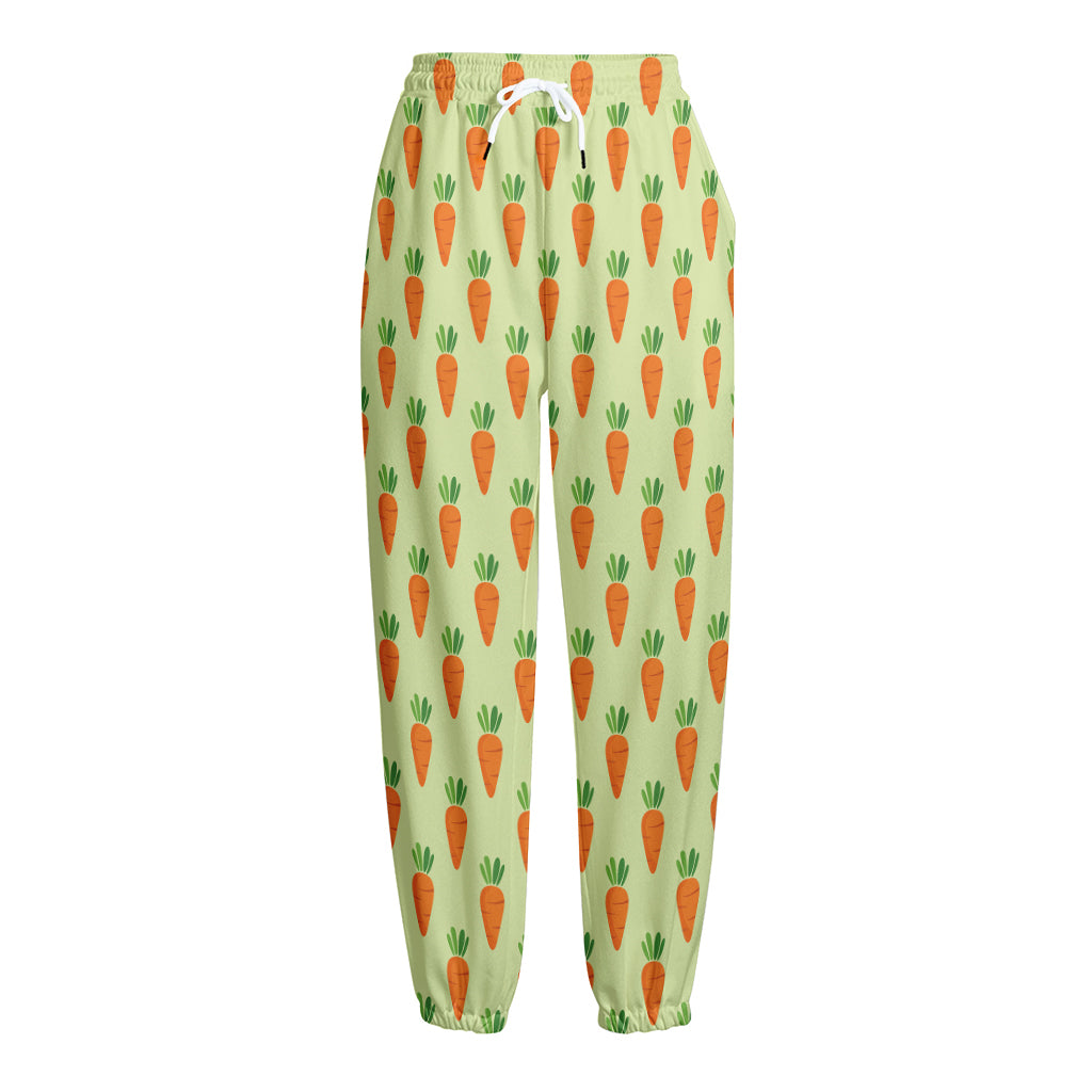 Cute Carrot Pattern Print Fleece Lined Knit Pants