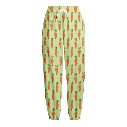 Cute Carrot Pattern Print Fleece Lined Knit Pants