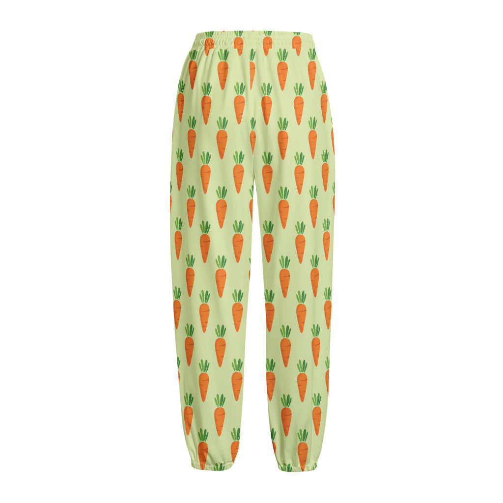 Cute Carrot Pattern Print Fleece Lined Knit Pants