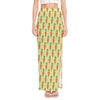 Cute Carrot Pattern Print High Slit Maxi Skirt