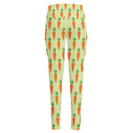 Cute Carrot Pattern Print High-Waisted Pocket Leggings