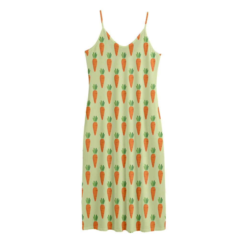 Cute Carrot Pattern Print Jersey Midi Cami Dress