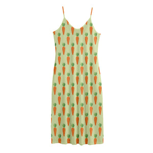 Cute Carrot Pattern Print Jersey Midi Cami Dress