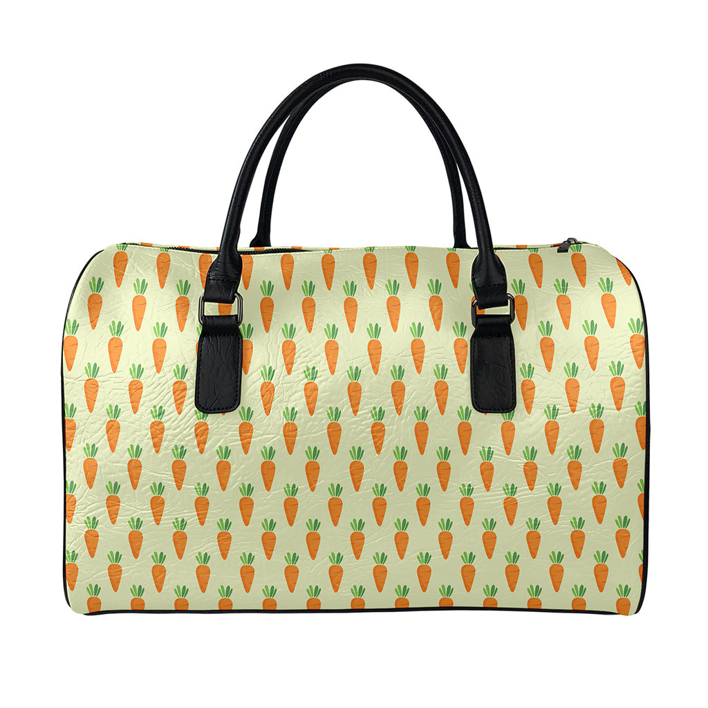 Cute Carrot Pattern Print Leather Duffle Bag