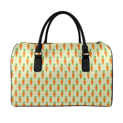 Cute Carrot Pattern Print Leather Duffle Bag