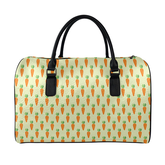 Cute Carrot Pattern Print Leather Duffle Bag