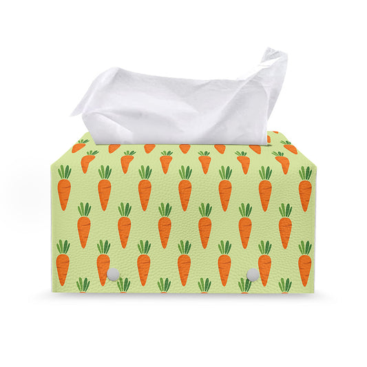 Cute Carrot Pattern Print Leather Tissue Box Cover