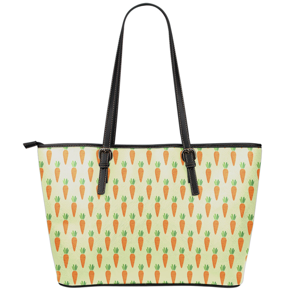 Cute Carrot Pattern Print Leather Tote Bag