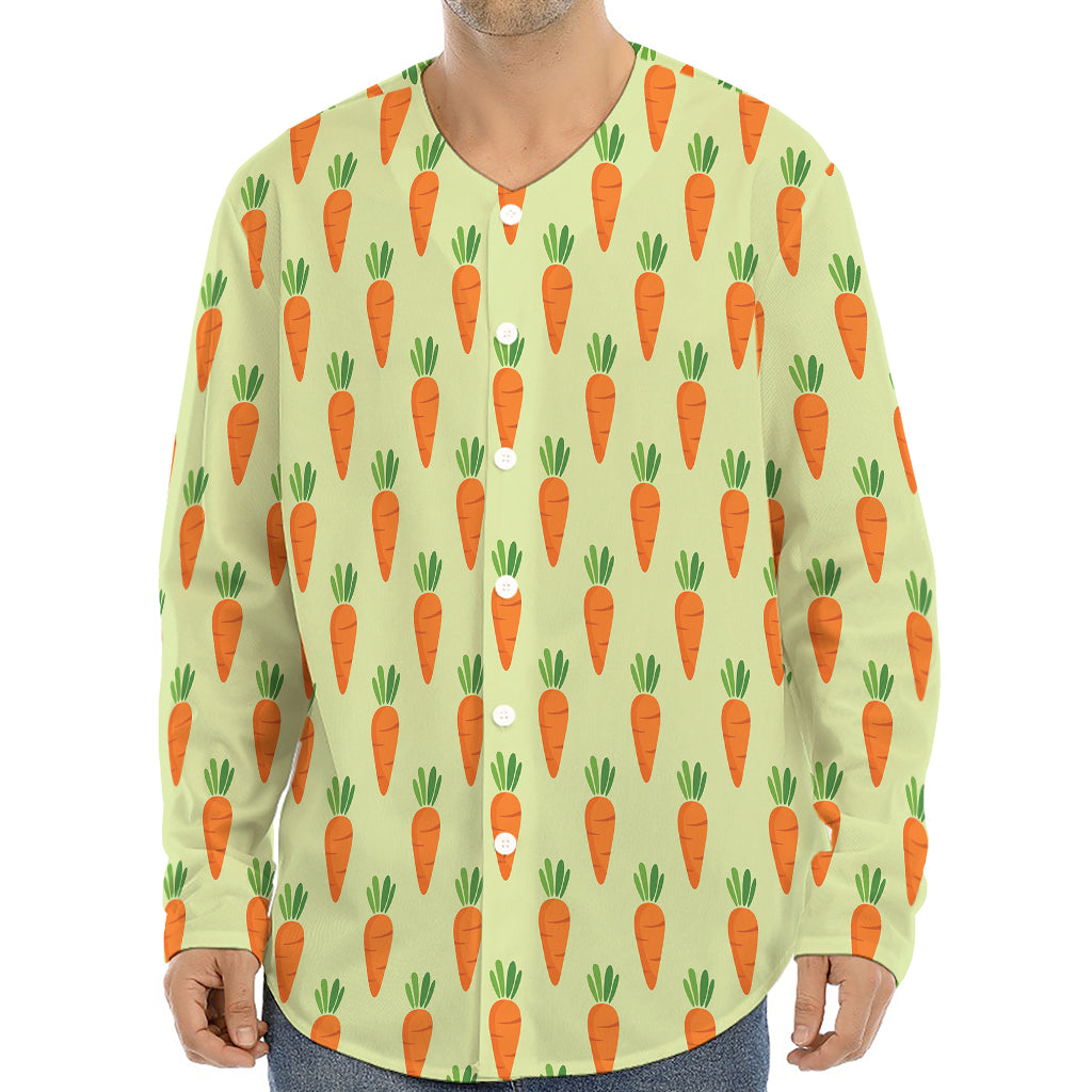 Cute Carrot Pattern Print Long Sleeve Baseball Jersey