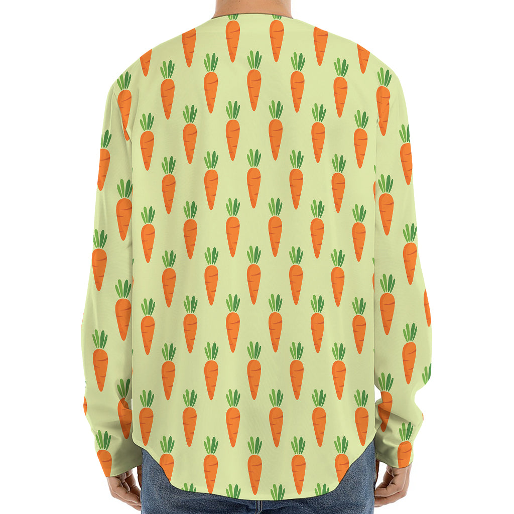 Cute Carrot Pattern Print Long Sleeve Baseball Jersey