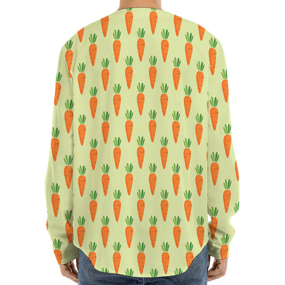 Cute Carrot Pattern Print Long Sleeve Baseball Jersey