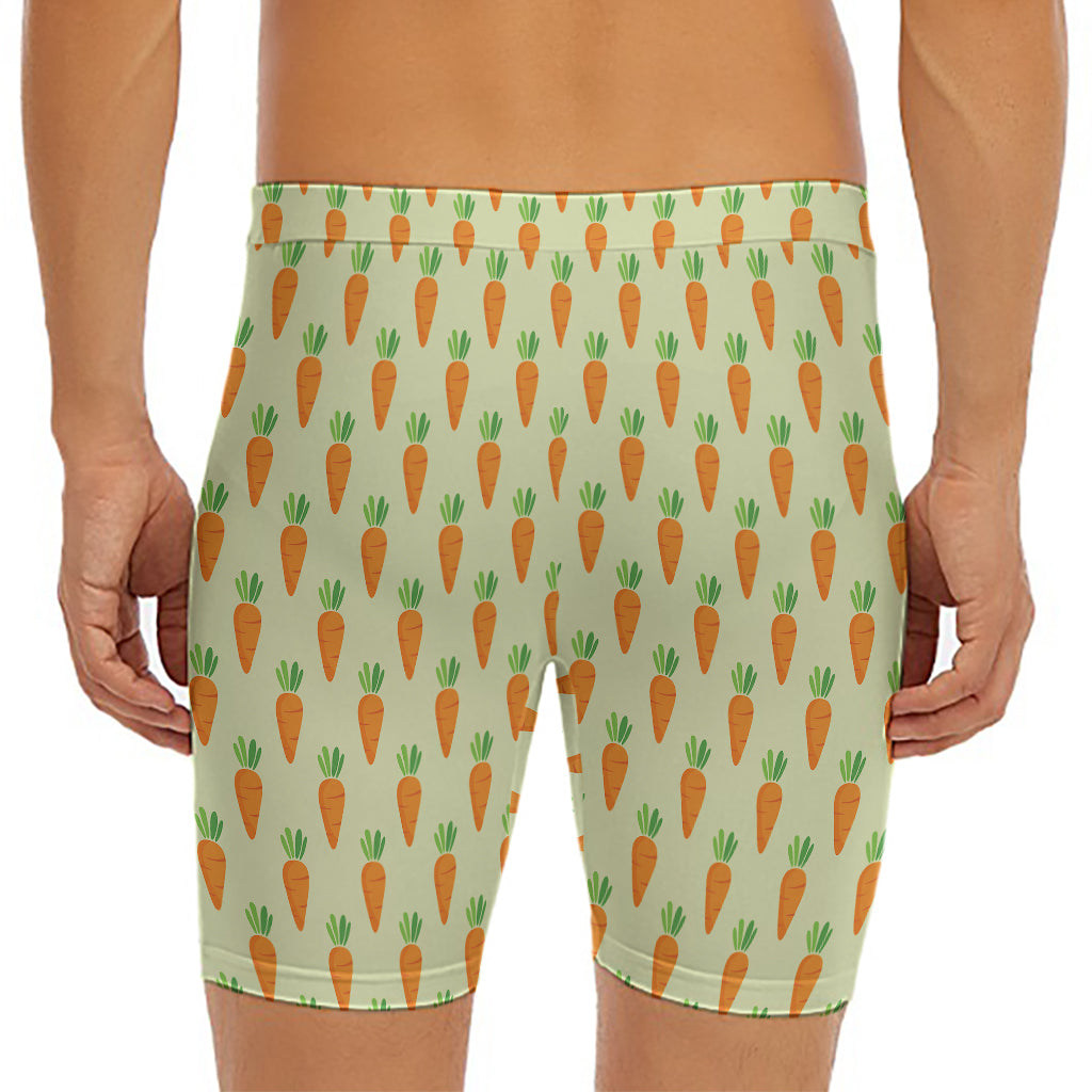 Cute Carrot Pattern Print Men's Long Boxer Briefs