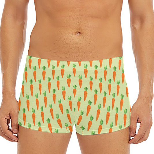 Cute Carrot Pattern Print Men's Short Boxer Briefs