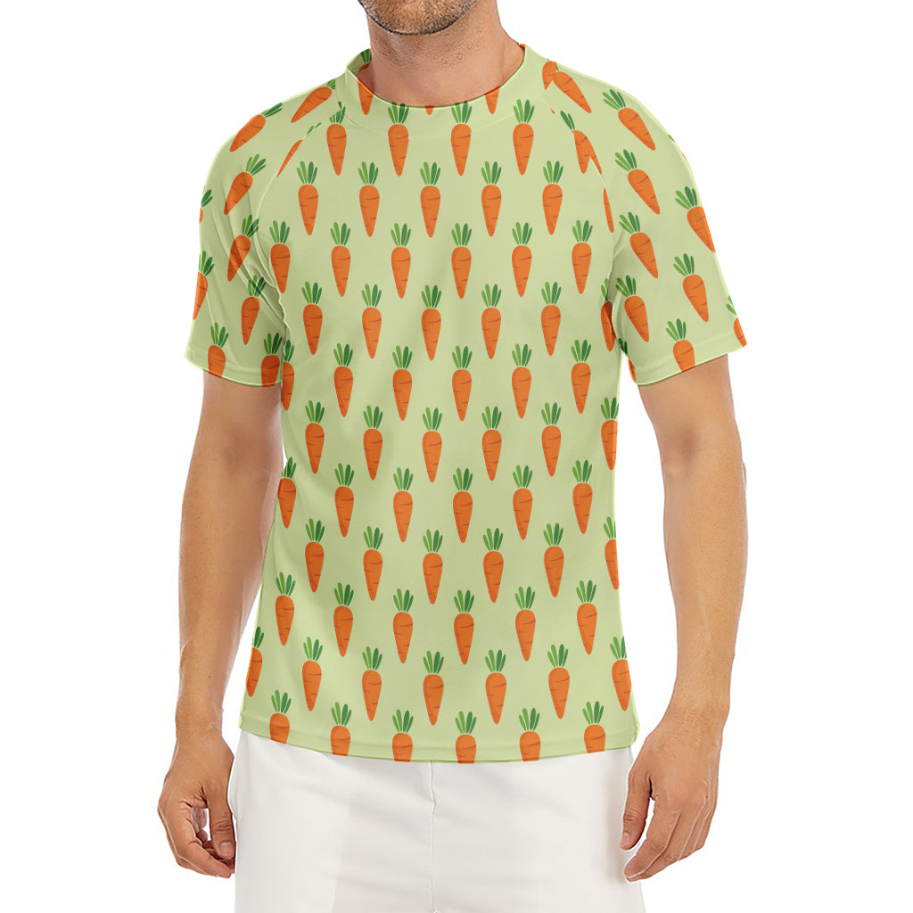 Cute Carrot Pattern Print Men's Short Sleeve Rash Guard