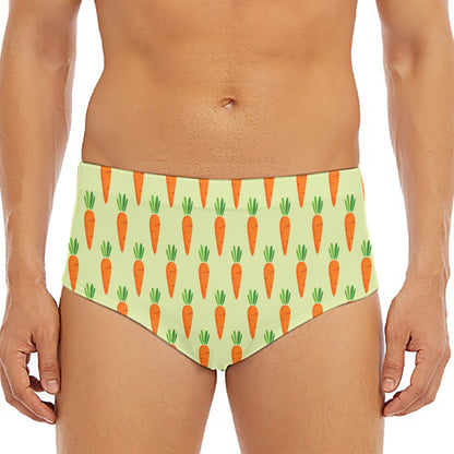 Cute Carrot Pattern Print Men's Triangle Swim Briefs