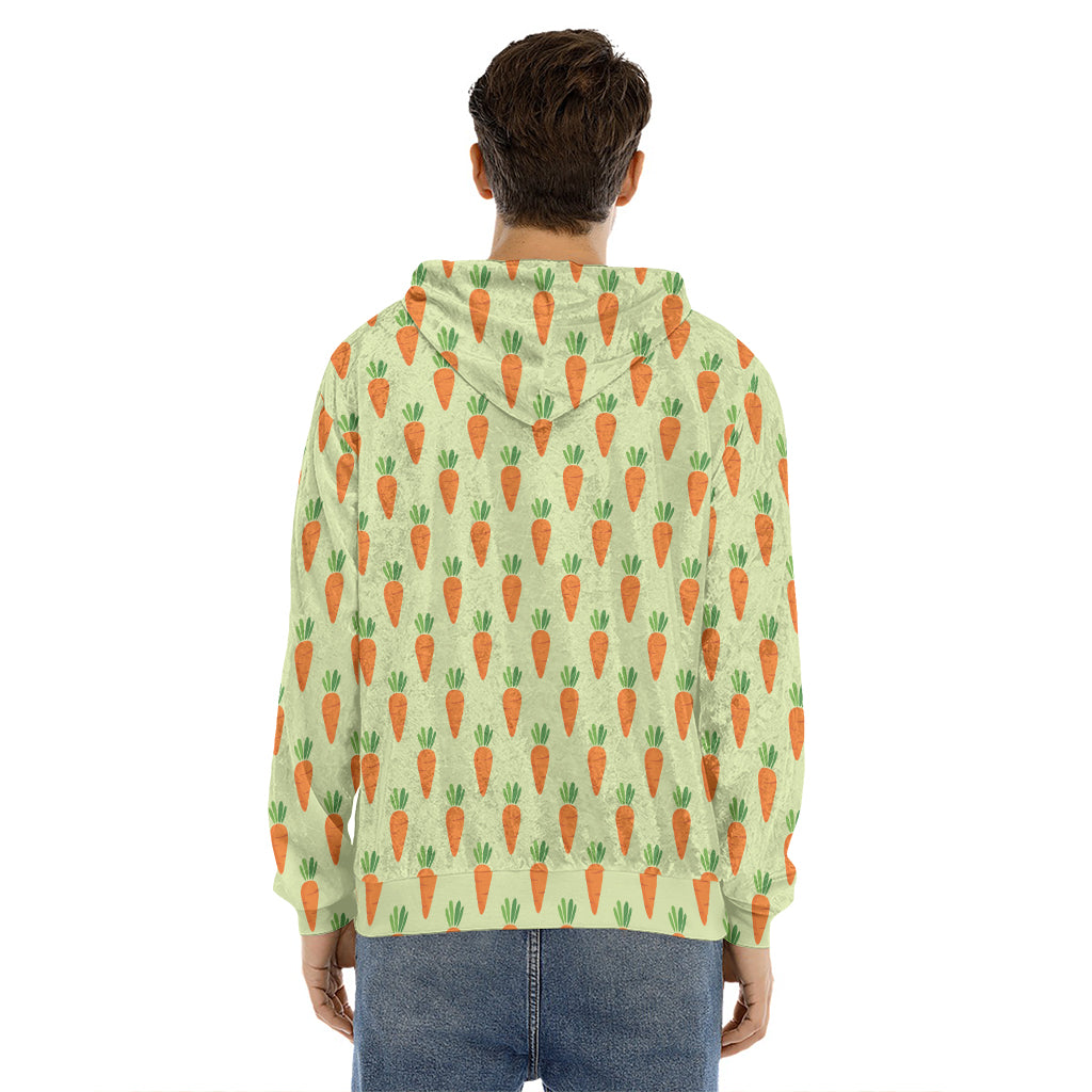 Cute Carrot Pattern Print Men's Velvet Pullover Hoodie