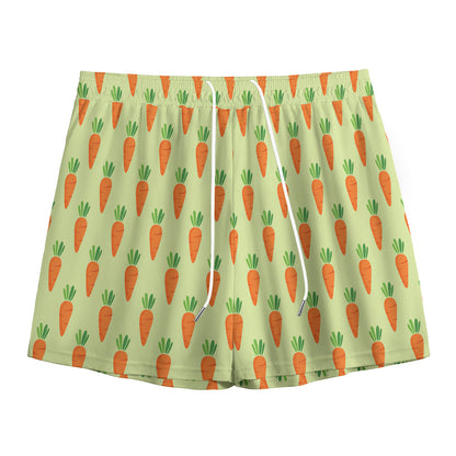 Cute Carrot Pattern Print Mesh Shorts