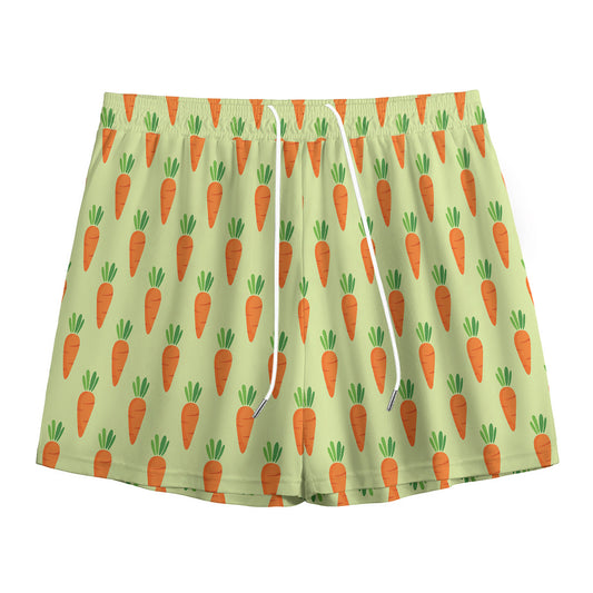 Cute Carrot Pattern Print Mesh Shorts