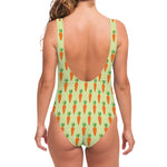 Cute Carrot Pattern Print One Piece Swimsuit