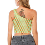 Cute Carrot Pattern Print One Shoulder Crop Top