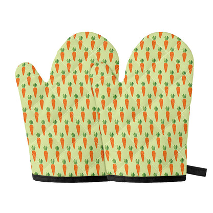 Cute Carrot Pattern Print Oven Mitts