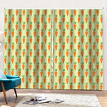 Cute Carrot Pattern Print Pencil Pleat Curtains