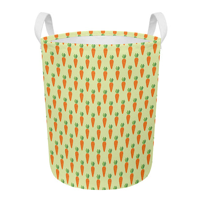 Cute Carrot Pattern Print Round Laundry Basket