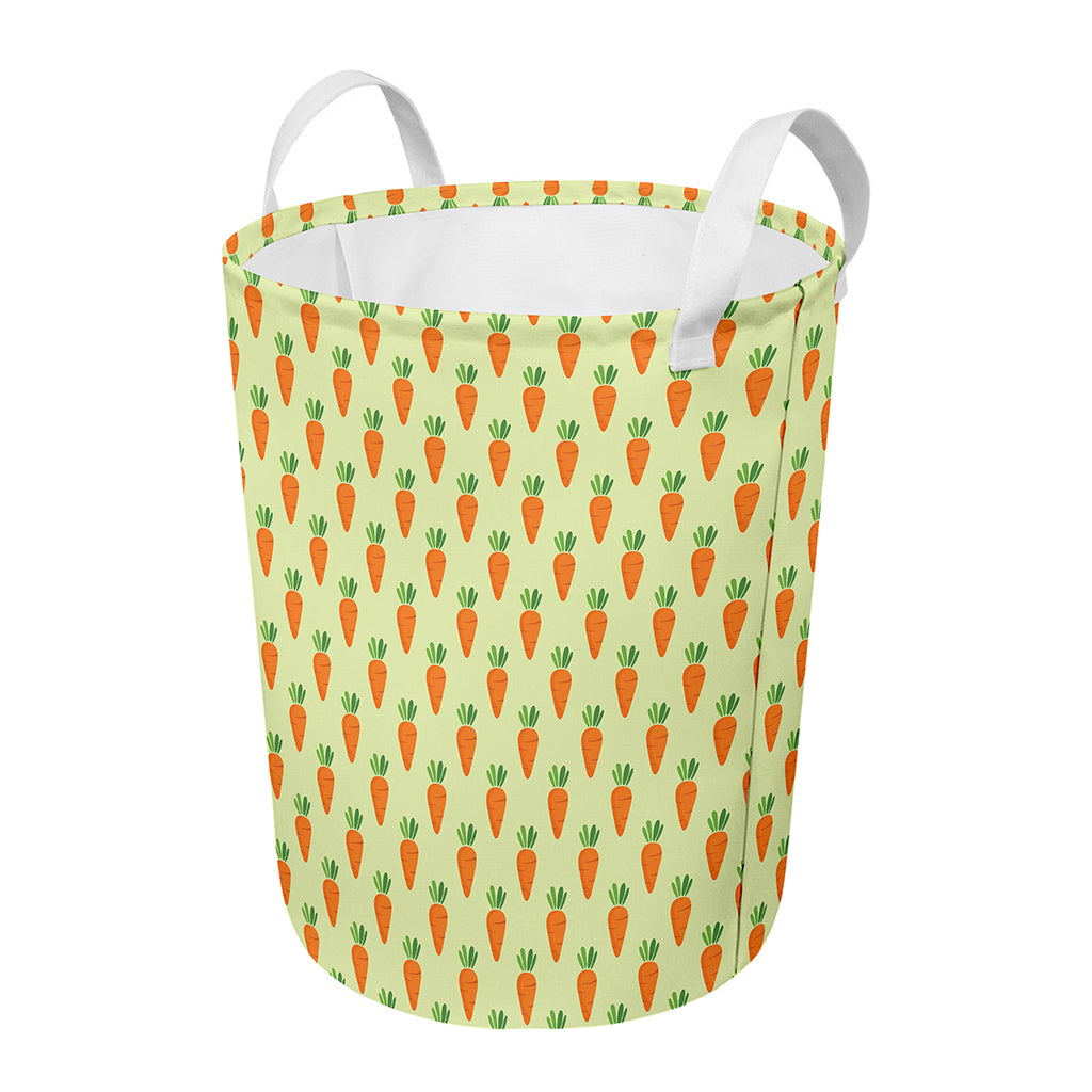 Cute Carrot Pattern Print Round Laundry Basket