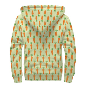 Cute Carrot Pattern Print Sherpa Lined Zip Up Hoodie