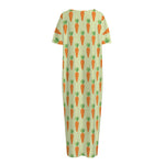 Cute Carrot Pattern Print Short Sleeve Long Nightdress