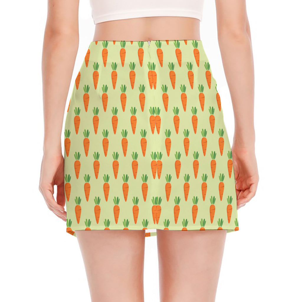 Cute Carrot Pattern Print Side Slit Mini Skirt