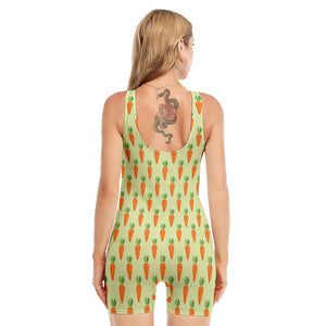 Cute Carrot Pattern Print Sleeveless One Piece Swimsuit