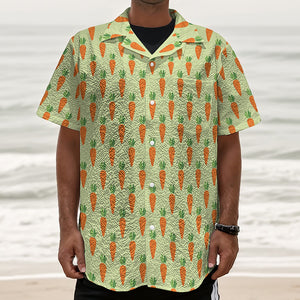 Cute Carrot Pattern Print Textured Short Sleeve Shirt