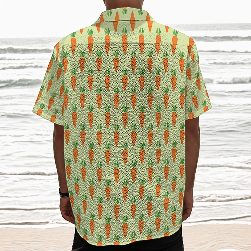 Cute Carrot Pattern Print Textured Short Sleeve Shirt