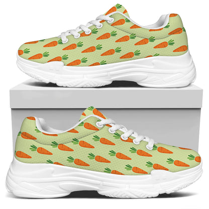 Cute Carrot Pattern Print White Chunky Shoes