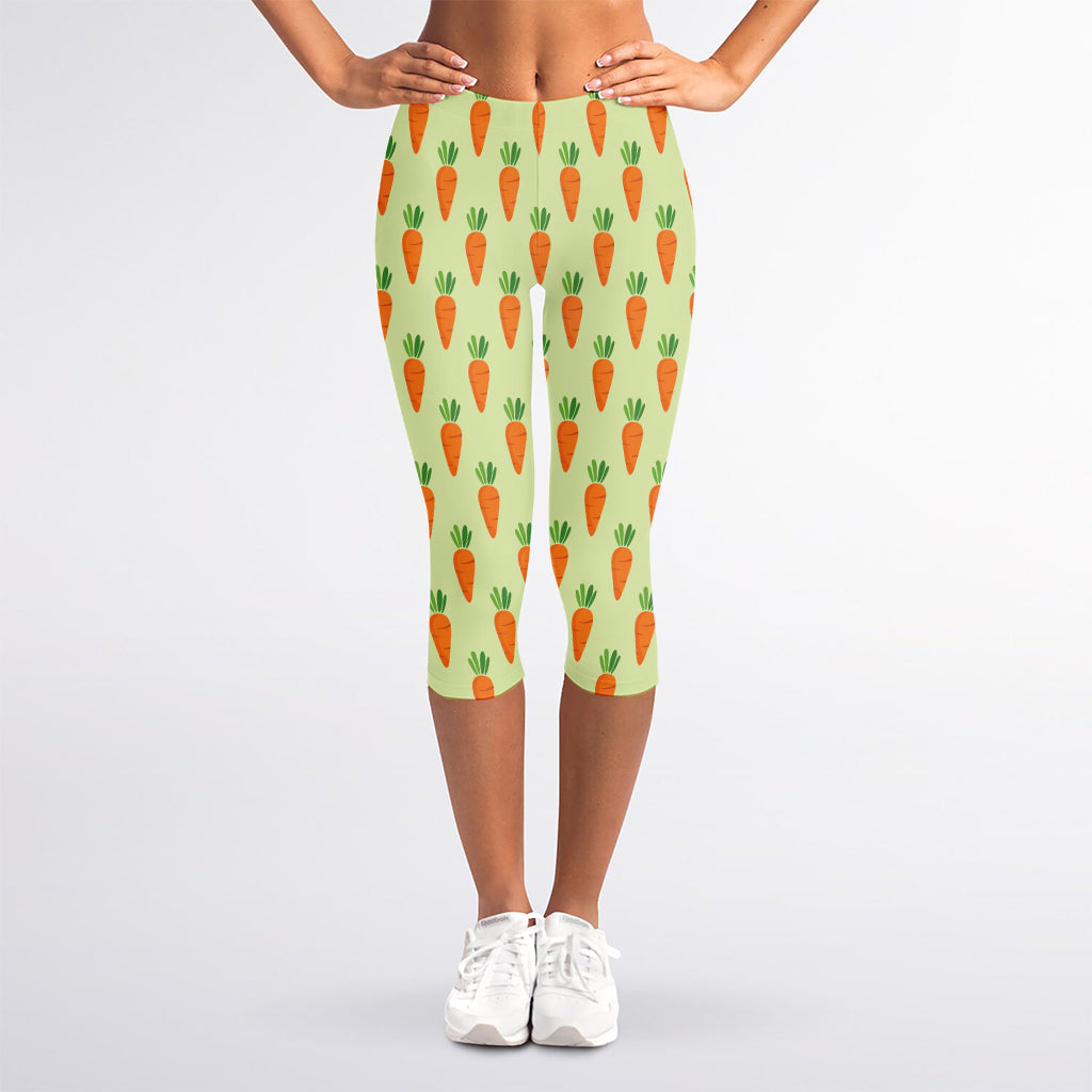 Cute Carrot Pattern Print Women's Capri Leggings